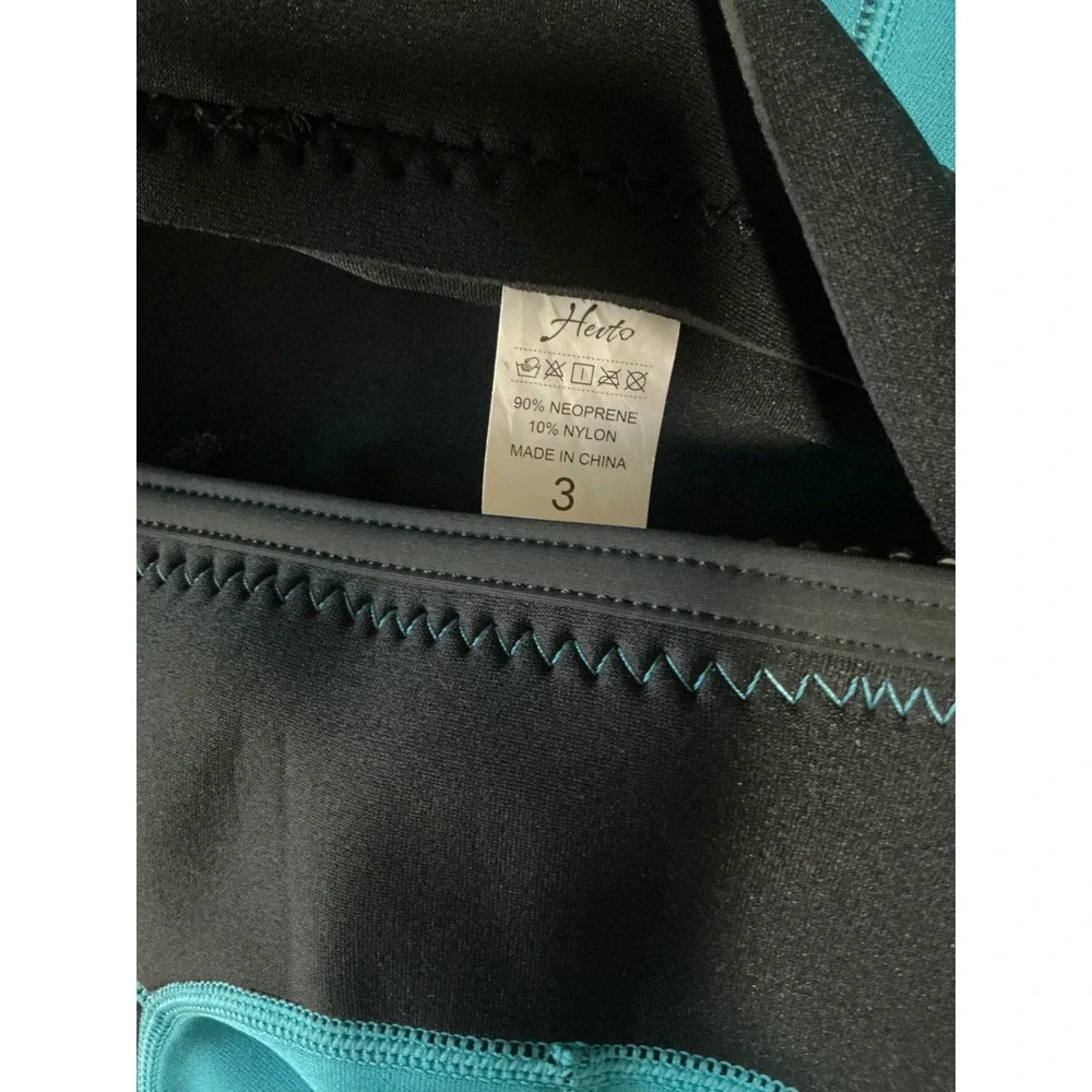 Hevto Kids Shorty Wetsuit Black‎ Blue 2mm Neoprene Front Zip Swim Suit Size 3